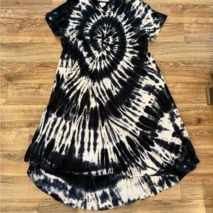 LuLaRoe Unicorn Black White Tie Dye Carly Swing Dress Size 3X